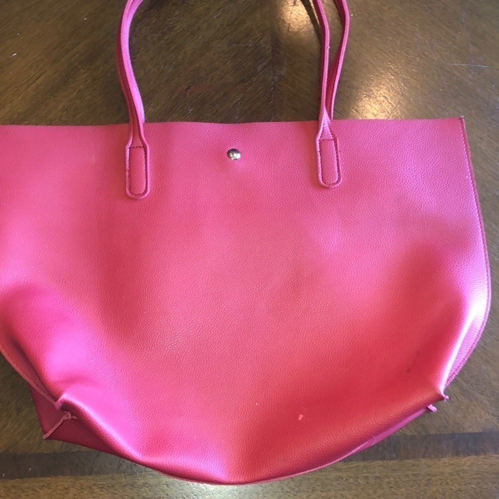 Huge Red Faux Leather Boho Classic Shoulder Bag Tote Bag - Picture 2 of 13